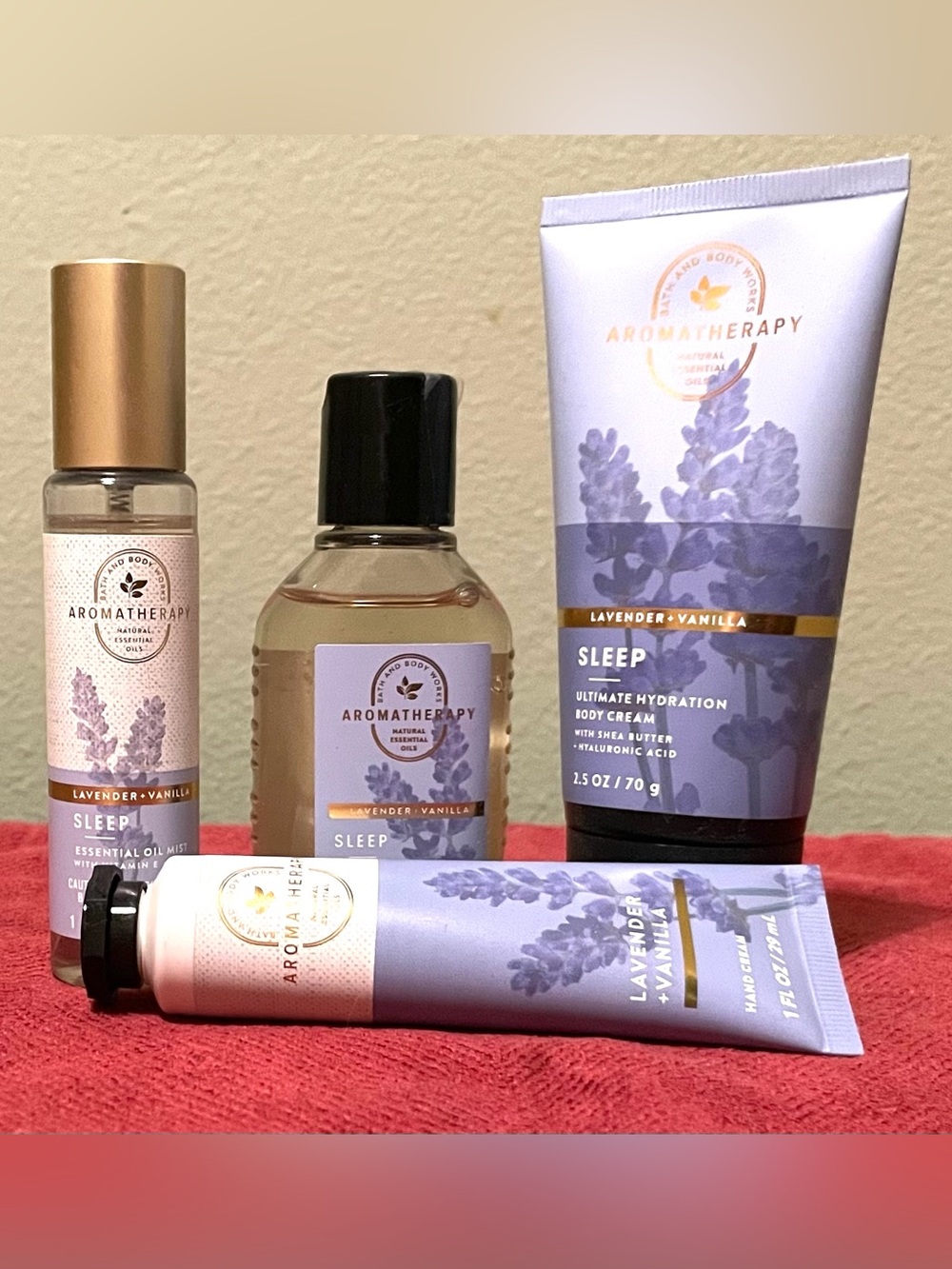 Bath & Body Works Aromatherapy SLEEP Lavender Vanilla Four Piece Travel Set